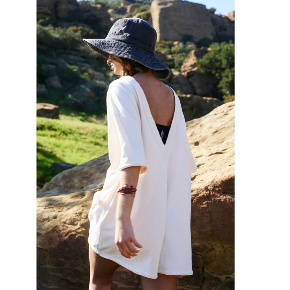 Free People Hot Shot Onesie Tee Romper Oversized Small NWT Cream NWT